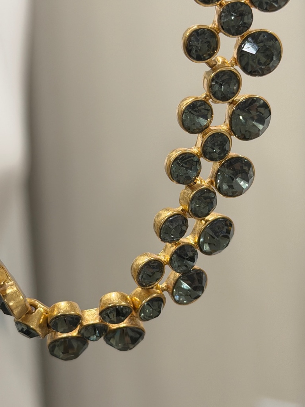 J. Crew Factory Gold-Tone Necklace with Dark Smoky Crystals